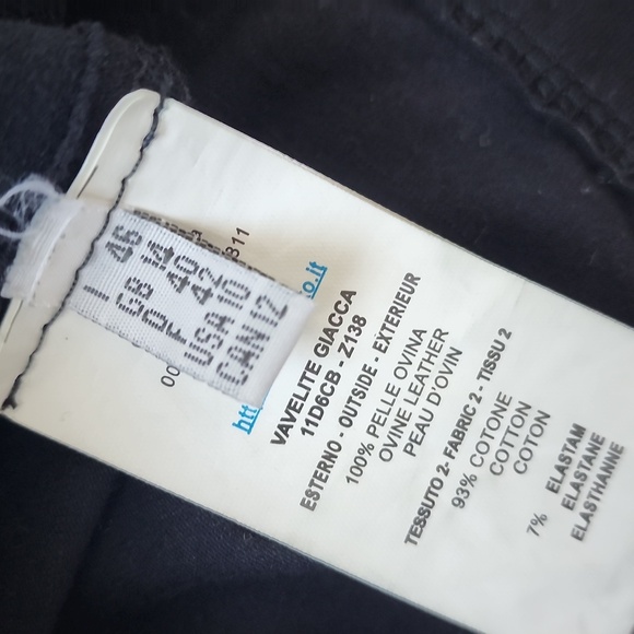 Pinko Leather Stretch Jacket Black Ruffles Size 10 - Picture 7 of 7